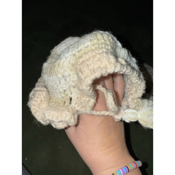 Vintage Handmade Crochet Baby Booties & Bonnet Set -‎ Bow, Ruffle, Tassel - Picture 4 of 8